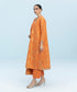 Women's Winter Unstitched Embroidered Extra Weft Jacquard Orange 3 Piece Suit